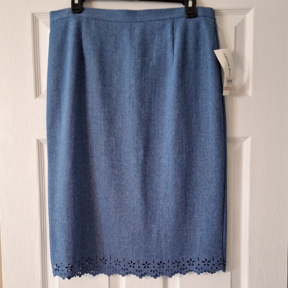 Blue Women's Skirt with Eyelet Hem